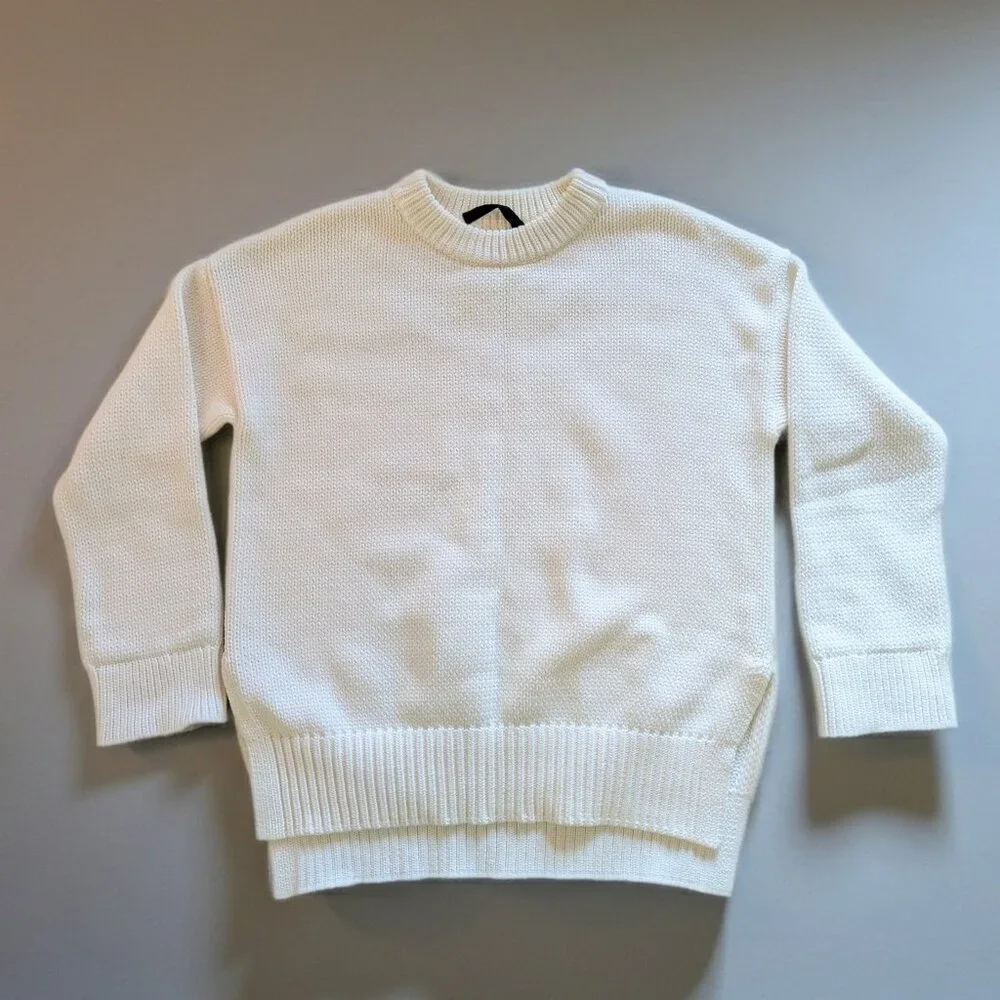 Jenni Kayne chunky crewneck cotton sweater in ivory white Size XS NWOT - Picture 6 of 11